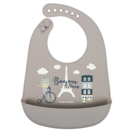 Babero de silicona con bolsillo Bonjour Paris - Beige Canpol babies