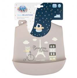 Babero de silicona con bolsillo Bonjour Paris - Beige Canpol babies