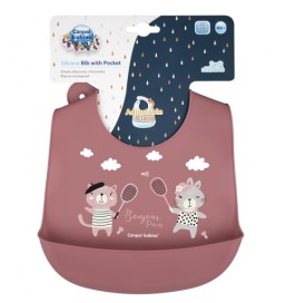Babero de silicona con bolsillo Bonjour Paris - Granate Canpol babies