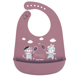 Babero de silicona con bolsillo Bonjour Paris - Granate Canpol babies