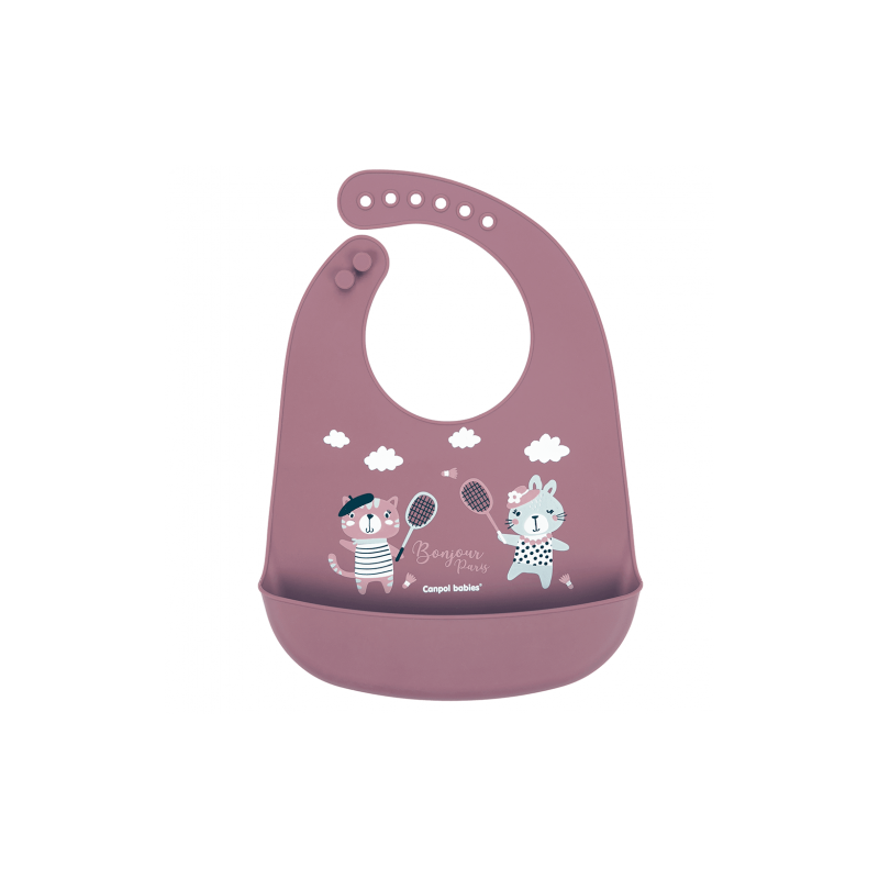 Babero de silicona con bolsillo Bonjour Paris - Granate Canpol babies