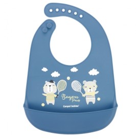 Babero de silicona con bolsillo Bonjour Paris - Granate Azul Canpol babies