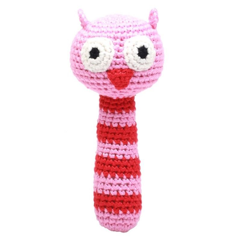 Sonajero bambú BUHO ROSA Sonajero bambú BUHO ROSA