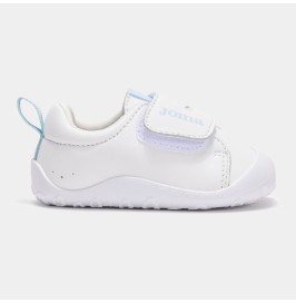 Zapatilla Deportiva Joma Barefoot Bebé Blancas y Celestes Velcro Casual Teddy Baby