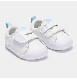 Zapatilla Deportiva Joma Barefoot Bebé Blancas y Celestes Velcro Casual Teddy Baby