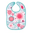 Babero de plástico con bolsillo flores Babero de plástico con bolsillo flores