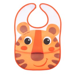 Babero de plástico con bolsillo Hello Little naranja