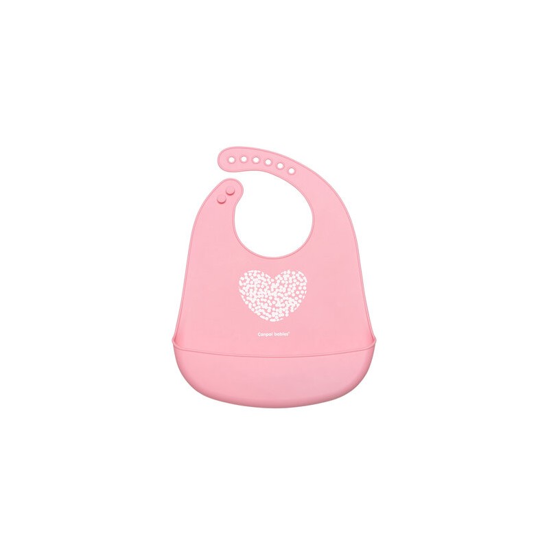 Babero de silicona con bolsillo Pastelove - Corazón Rosa Canpol babies
