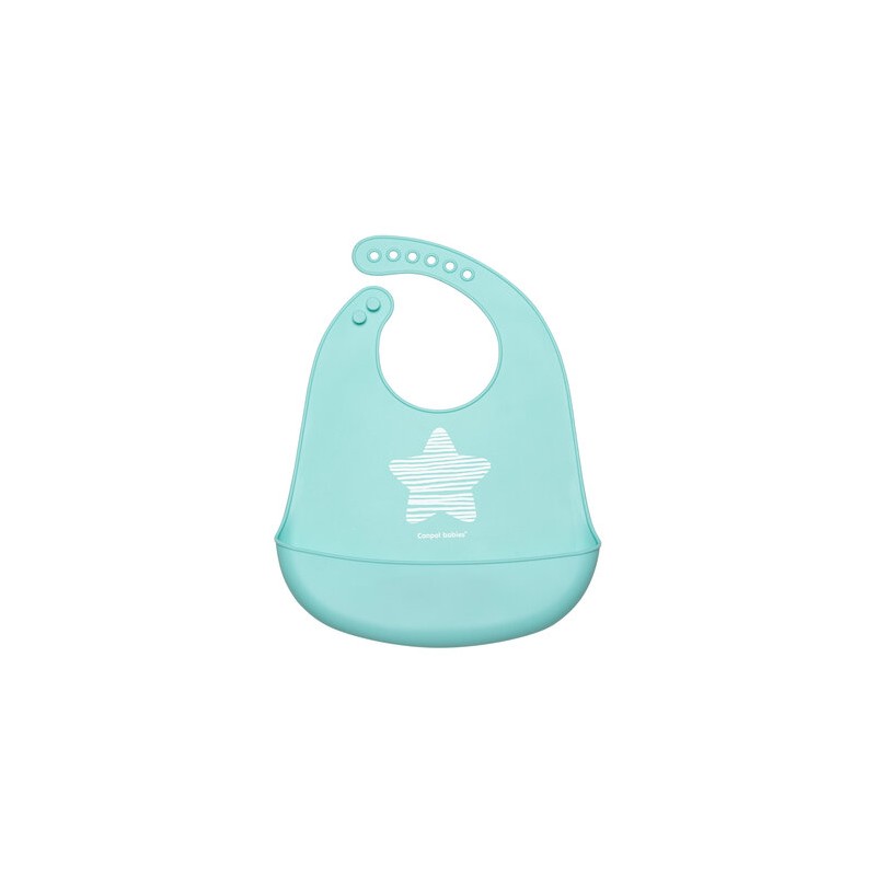 Babero de silicona con bolsillo Pastelove - Estrella Mint Canpol babies
