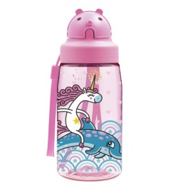 Botella UNICORNIO de tritan 450 ml con pajita de Laken