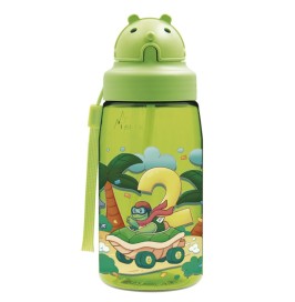 Botella FUNNY CARS de tritan 450 ml con pajita de Laken