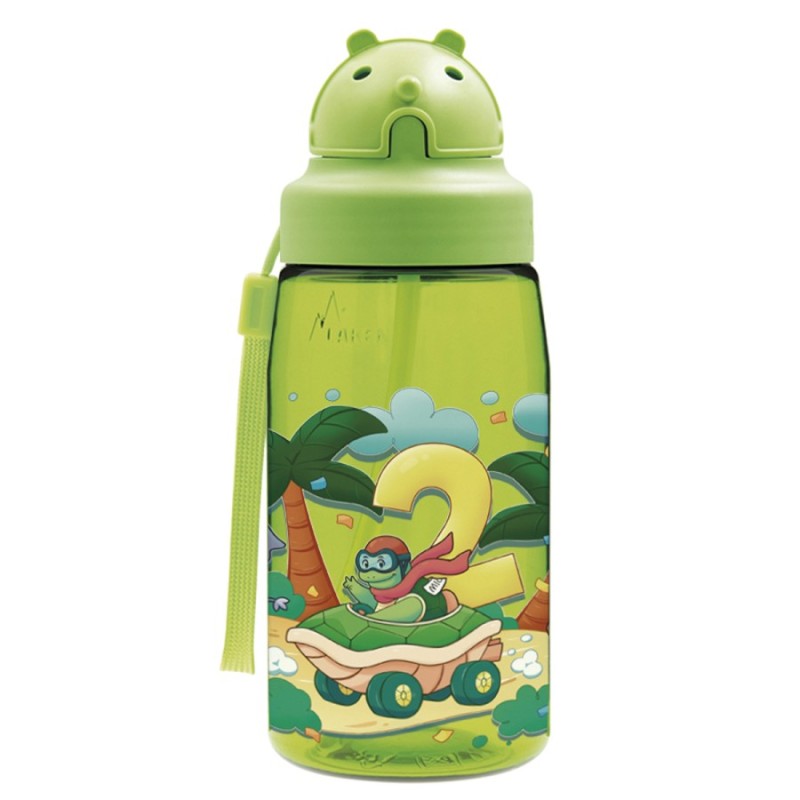 Botella FUNNY CARS de tritan 450 ml con pajita de Laken