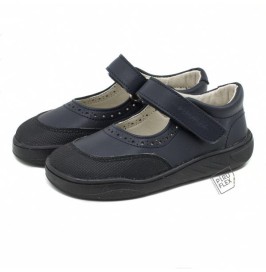 Merceditas Colegial Respetuosa Niña Azul Marino Velcro Piruflex