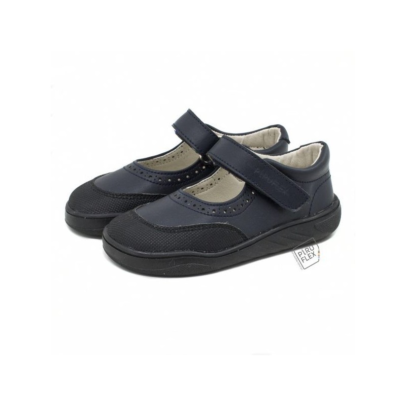 Merceditas Colegial Respetuosa Niña Azul Marino Velcro Piruflex