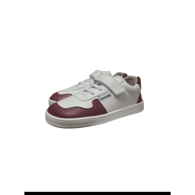 Zapatillas Deportivas Barefoot Blanca y Burdeos Piruflex