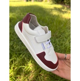 Zapatillas Deportivas Barefoot Blanca y Burdeos Piruflex