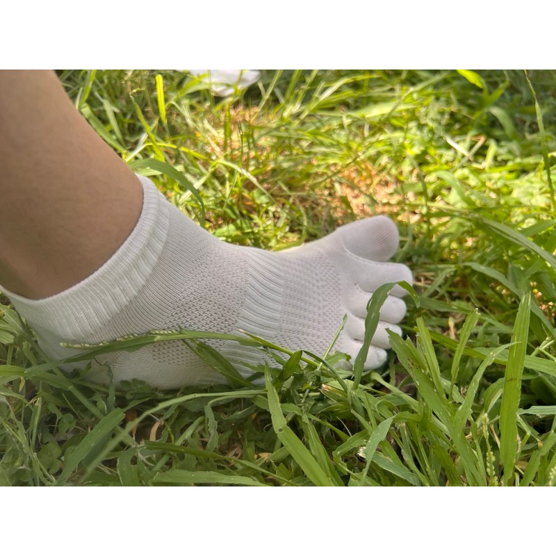 Calcetines de Dedos Tobilleros Blanco de Tejido Fresco 36-40