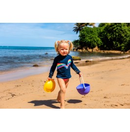 Cubo sensorial playa niños BiBi Toys morado | Cubo con colador