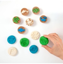 Sellos de madera océano niños | Set sensorial 6 piezas