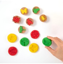 Sellos de madera dinosaurios niños | Set sensorial 6 piezas