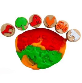 Sellos de madera granja niños | Set sensorial 6 piezas
