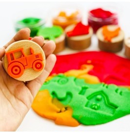 Sellos de madera granja niños | Set sensorial 6 piezas