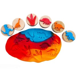 Sellos de madera dinosaurios niños | Set sensorial 6 piezas