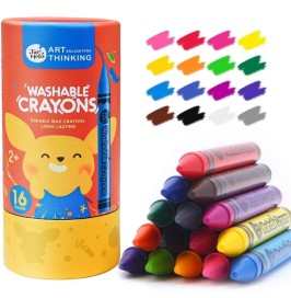 Lápices de Cera lavables niños 16 colores | Cubo infantil