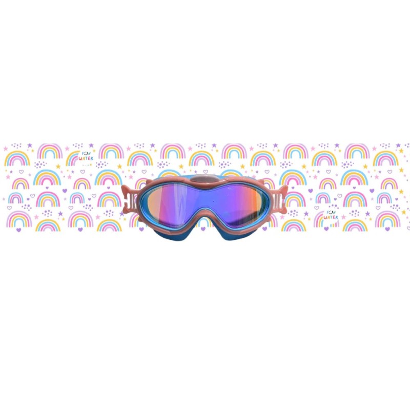 Gafas de Buceo Babymask rosas con Turbante de Arcoiris Fun Water