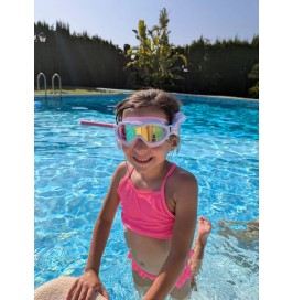 Gafas de Buceo Babymask Rosas con Turbante de Ballenas Fun Water