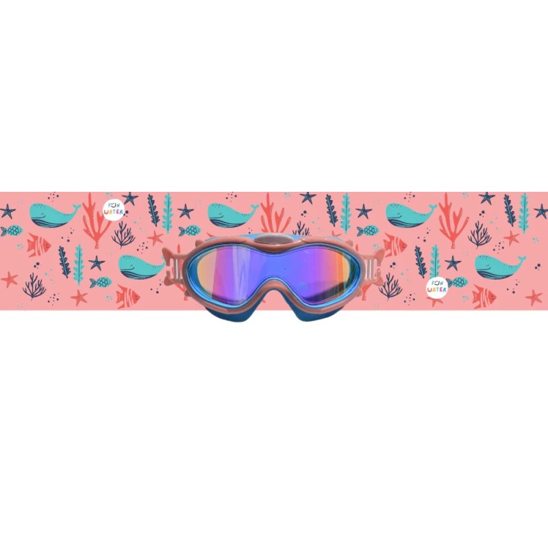 Gafas de Buceo Babymask Rosas con Turbante de Ballenas Fun Water
