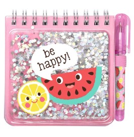 Bloc de Notas Brillante Be Happy con Bolígrafo