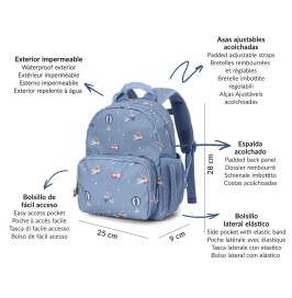 Mochila Infantil Tutete Planes Impermeable RPET