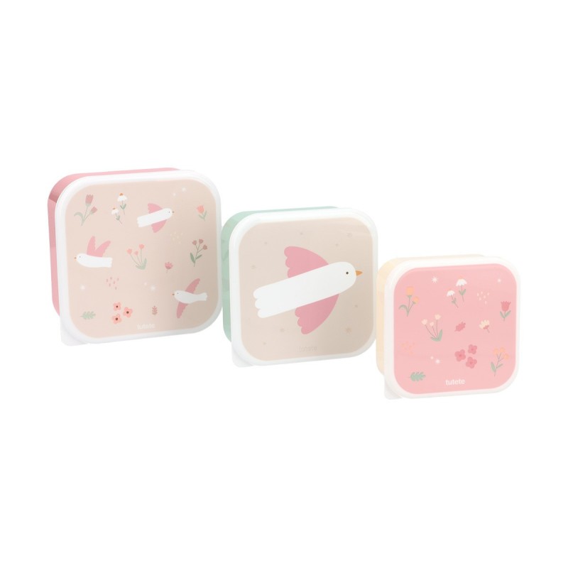 3 Cajas Almuerzo Blossom Birds Tutete