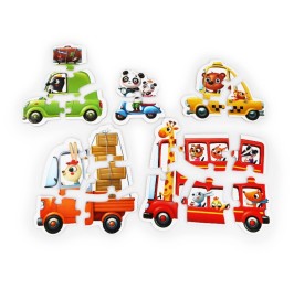 Puzzles Animales en Coche de Cubika