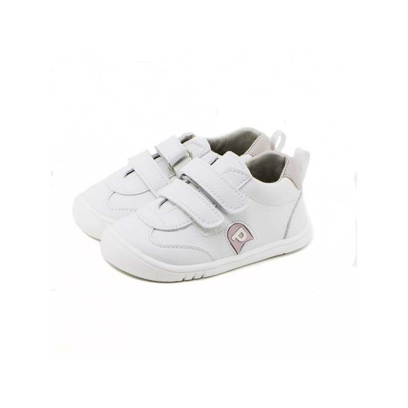 Zapatillas Deportivas Respetuosas Blancas con detalle Rosa Microfibra Piruflex
