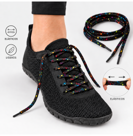 Cordones elásticos con motitas multicolor de 1 metro