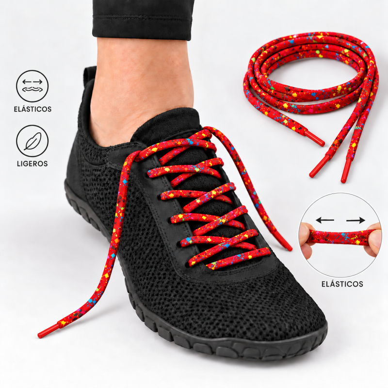 Cordones elásticos con motitas multicolor de 1 metro Cordones elásticos con motitas multicolor de 1 metro