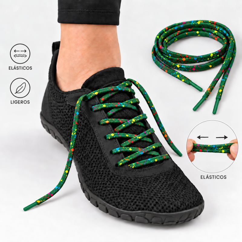 Cordones elásticos con motitas multicolor de 1 metro Cordones elásticos con motitas multicolor de 1 metro