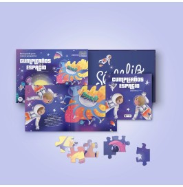 Cumpleaños en el espacio | Libro y puzles | Má o Pá