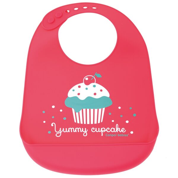 Babero de silicona - Cupcake - Rojo