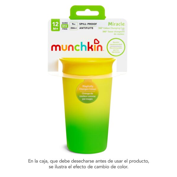 Vaso antigoteo Miracle 360º termosensible 265ml  Amarillo de Munchkin