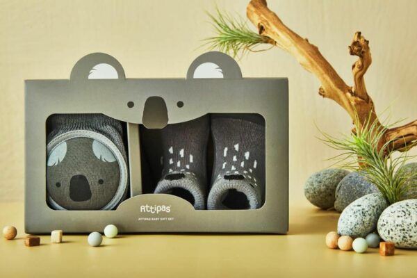 ATTIPAS set de regalo Rodilleras y Attipas KOALA Gris