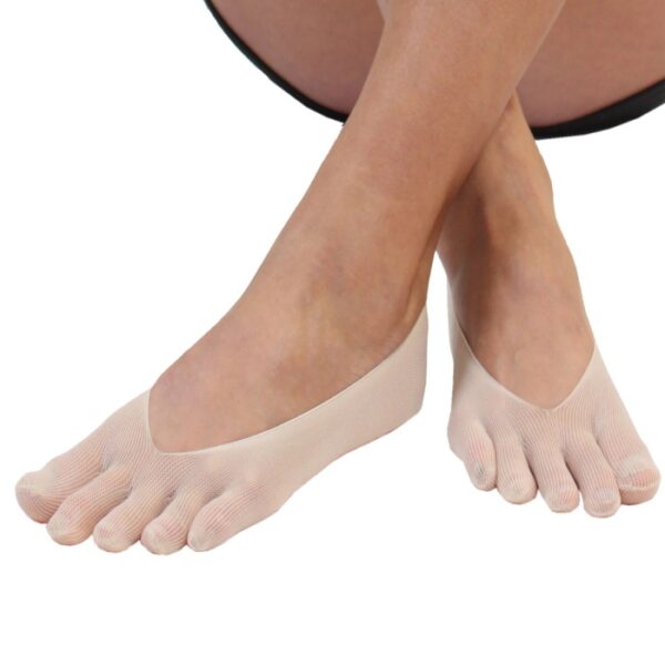 Calcetines invisibles 5 Dedos de nylon Beige de ToeToe - Imagen 3