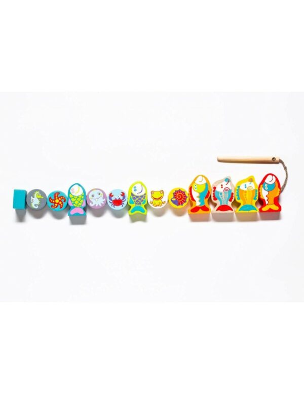 Juego de Enhebrar Peces de Madera de Cubika - Imagen 3