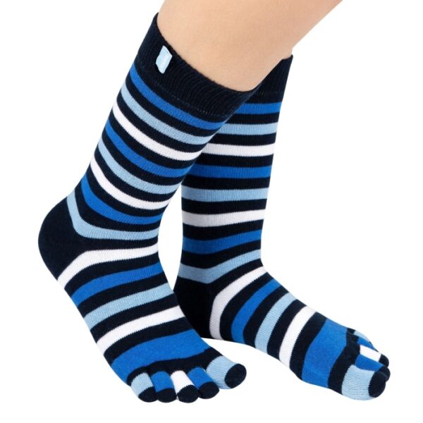 Calcetín 5 Dedos Essential Mid Calf Stripy Denim de ToeToe (35-46)
