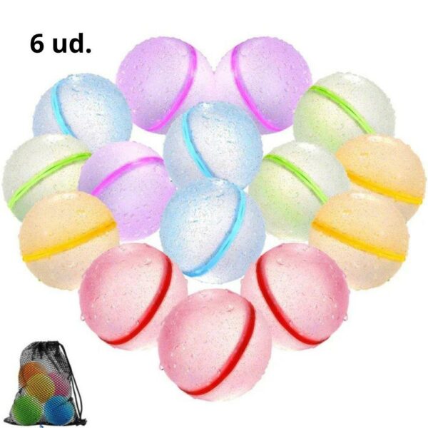 SOPPYCID Globos de agua reutilizables BRILLANTES (6 uds + malla)