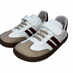 Deportivas Samba Respetuosa Niños Velcro Blanca y Burdeos Coqueflex