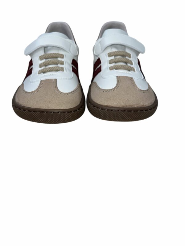 Deportivas Samba Respetuosa Niños Velcro Blanca y Burdeos Coqueflex - Imagen 4