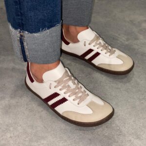 Deportivas VINO Samba Respetuosas Adultos Blanca y Burdeos Coqueflex